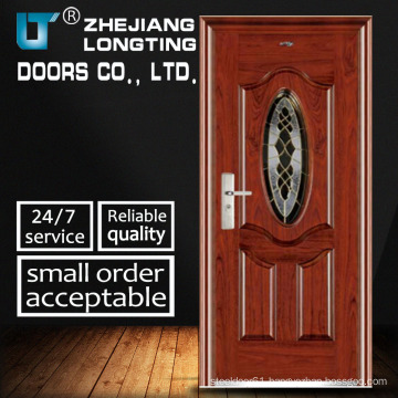 White Color Oval Glass Steel Door